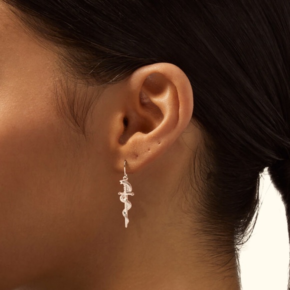 Silver Snake Dagger 1.5" Drop Earrings - NWT - Picture 2 of 3